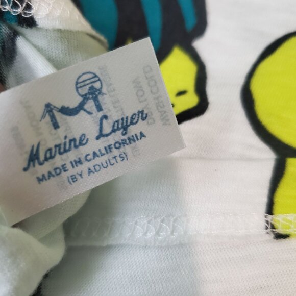 Marine Layer Women's Shirt size XS white lemon printed Crew Supima short Sleeve - Picture 9 of 12